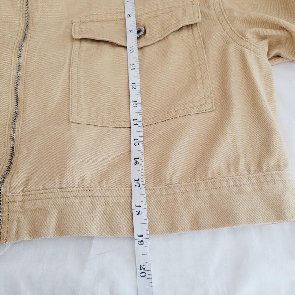 Lilac Sunset Jacket Womens XL Tan Cropped Zip Front Utility Pockets Casual - Picture 7 of 9